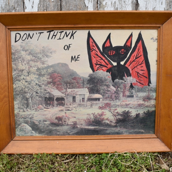 Hand Crafted Other - Thrift Print Customization Mothman Folk Art Painting